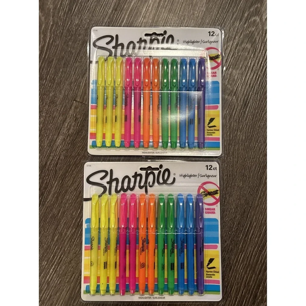 24 Highlighters Sharpie Narrow Chisel Point Assorted Color Highlighters